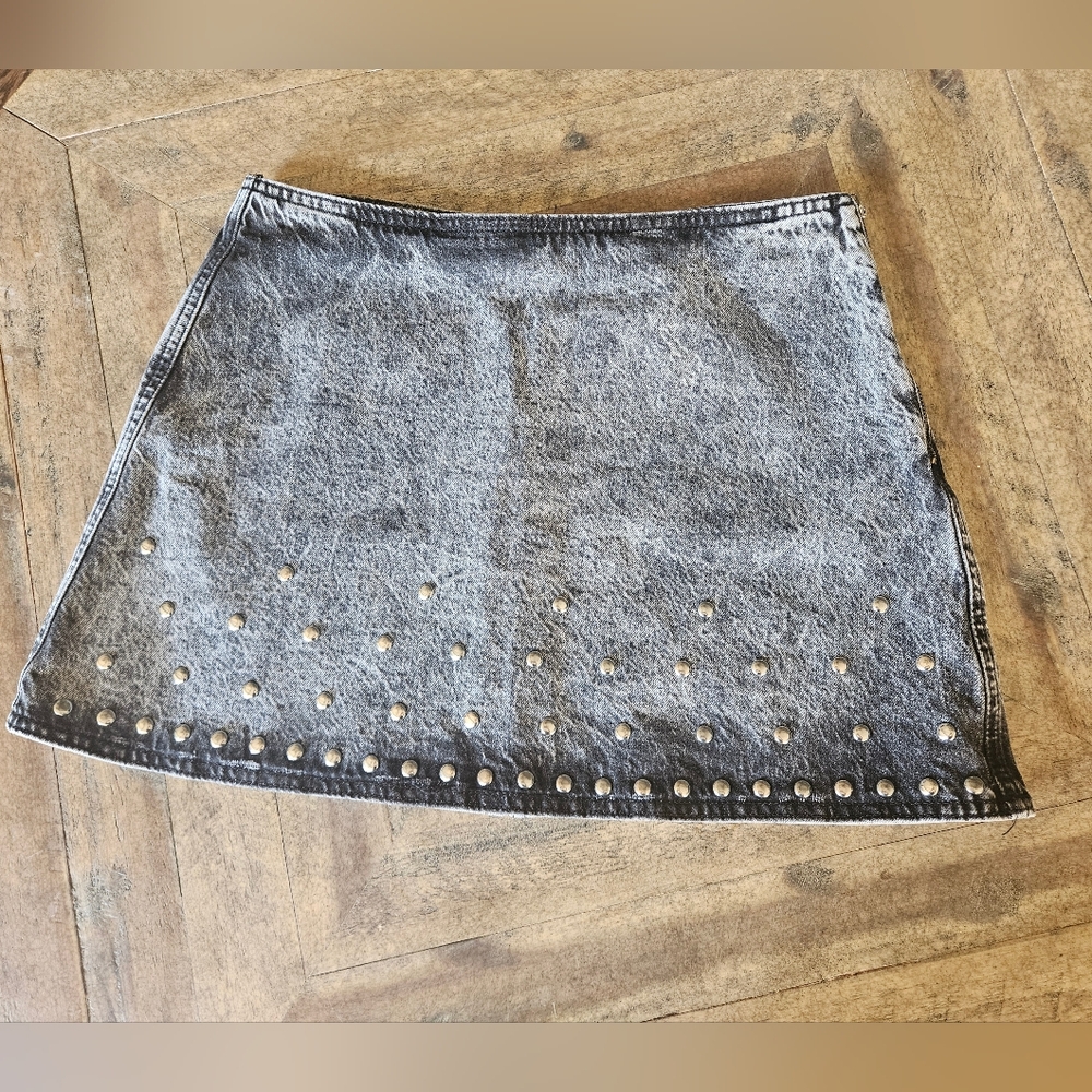 Zara Denim Studded Mini Skirt